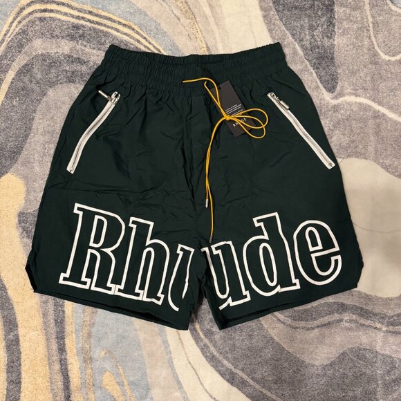 Rhude Green Athletic Shorts Size Large - Picture 1 of 4